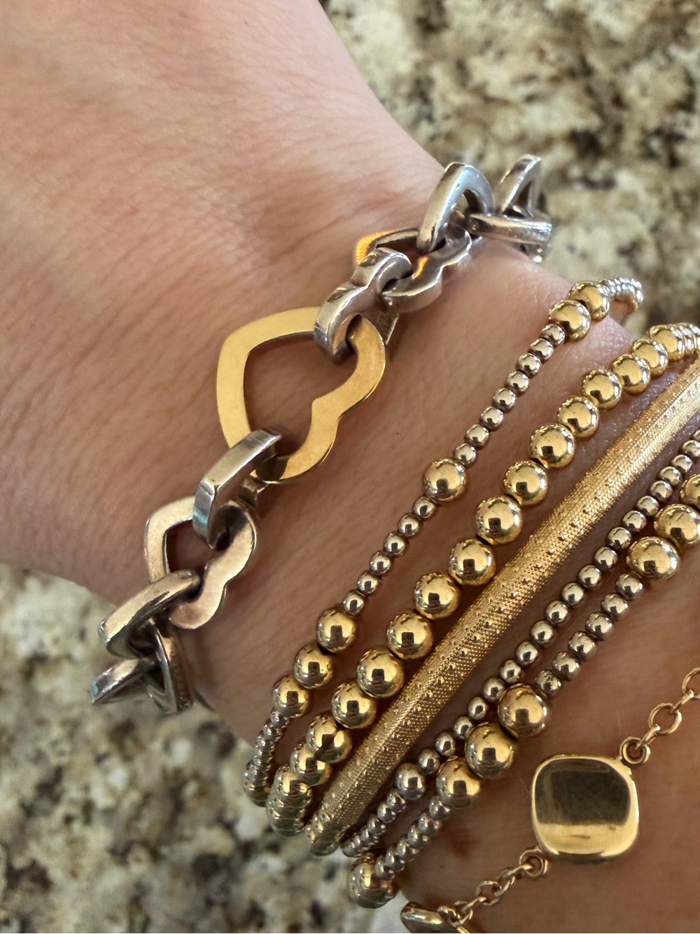 TIFFANY Gold Heart Bracelet with silver links
